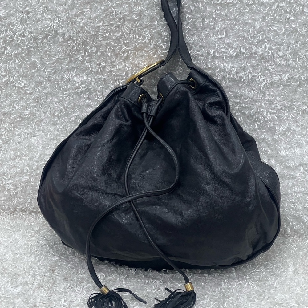 Gucci Leather Hobo Drawstring Shoulder Bag - Picture 1 of 14